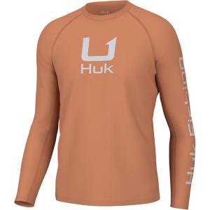 imageHUK Mens Icon X Crew LongSleeve Performance Fishing ShirtSunburn