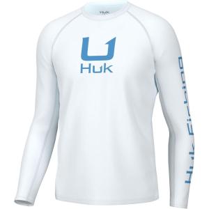 imageHUK Mens Icon X Crew LongSleeve Performance Fishing ShirtWhite