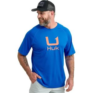 imageHUK Mens Icon X Crew ShortSleeve Performance Fishing ShirtOcean Blue