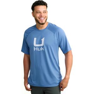 imageHUK Mens Icon X Crew ShortSleeve Performance Fishing ShirtQuiet Harbor