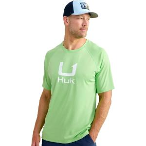 imageHUK Mens Icon X Crew ShortSleeve Performance Fishing ShirtSummer Green