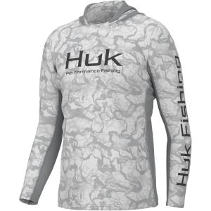 imageHUK Mens Icon X Pattern Hoodie Fishing Shirt with Sun ProtectionInside Reef  Harbor Mist