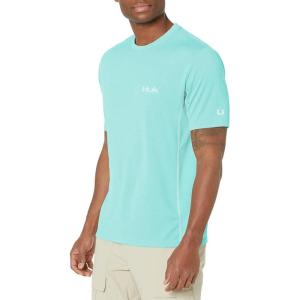 imageHUK Mens Icon X Short Sleeve Fishing Shirt with Sun ProtectionBlue Radiance