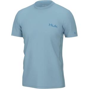 imageHUK Mens Icon X Short Sleeve Fishing Shirt with Sun ProtectionCrystal Blue