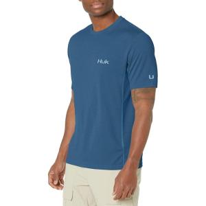 imageHUK Mens Icon X Short Sleeve Fishing Shirt with Sun ProtectionTitanium Blue