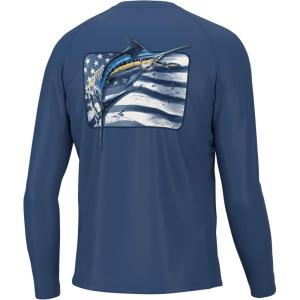 imageHUK Mens Kc Pursuit Long Sleeve Sun Protecting Fishing ShirtKc American Sushi  Set Sail