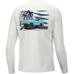 imageHUK Mens Kc Pursuit Long Sleeve Sun Protecting Fishing ShirtKc Palm Truckin  White
