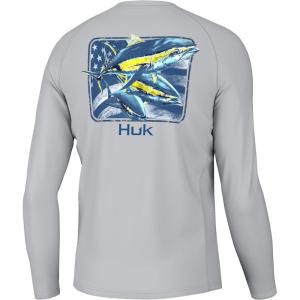 imageHUK Mens Kc Pursuit Long Sleeve Sun Protecting Fishing ShirtKc Tuna Stripes  Harbor Mist