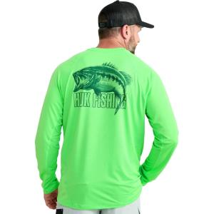 imageHUK Mens Kc Scott Patterned Icon Crew Performance Long Sleeve Fishing ShirtKc  Summer Green