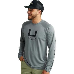 imageHUK Mens Kc Scott Patterned Icon Crew Performance Long Sleeve Fishing ShirtNight Owl