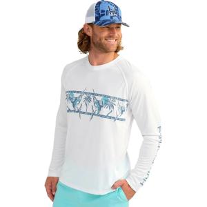 imageHUK Mens Kc Scott Patterned Pursuit Hoodie Hooded Fishing ShirtWhite
