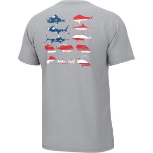 imageHUK Mens Kc Scott Short Sleeve Tee Performance Fishing TShirtKc Flag Fish  Harbor Mist