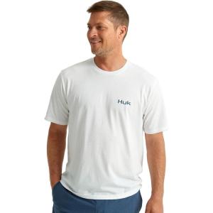 imageHUK Mens Kc Scott Short Sleeve Tee Performance Fishing TShirtPainted Stripes  White