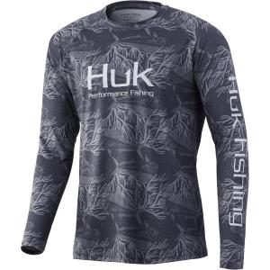 imageHUK Mens Pattern Pursuit Long Sleeve Performance Fishing ShirtMahi Stripes  Iron