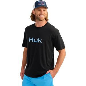 imageHUK Mens Performance Fishing Logo Tee Short Sleeve QuickDryLogo 20  Black
