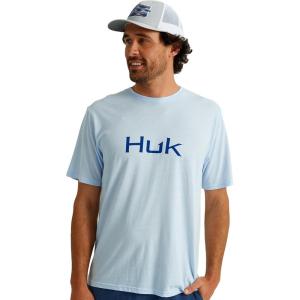 imageHUK Mens Performance Fishing Logo Tee Short Sleeve QuickDryLogo 20  Ice Blue