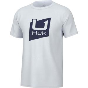 imageHUK Mens Performance Fishing Logo Tee Short Sleeve QuickDrySlice Logo  White