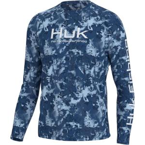 imageHUK Mens Pursuit Crew Long Sleeve Sun Protecting Fishing ShirtFin Flats  Set Sail