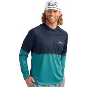 imageHUK Mens Pursuit Graphic Hoodie Sun Protecting Fishing Shirt with HoodStorm Blue