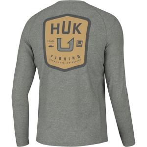 imageHUK Mens Pursuit Graphic Long Sleeve Sun Protect Fishing ShirtBorn Huk  Heather Moss