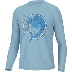 imageHUK Mens Pursuit Graphic Long Sleeve Sun Protect Fishing ShirtSunny Marlin  Crystal Blue