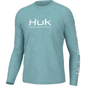 imageHUK Mens Pursuit Heather Long Sleeve Fishing ShirtMarine Blue Heather