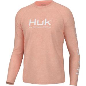 imageHUK Mens Pursuit Heather Long Sleeve Fishing ShirtPeach Nectar Heather
