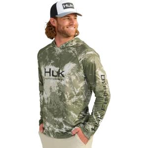 imageHUK Mens Pursuit Pattern Crew Sleeve Performance ShirtMossy Oak Stormwater Freshwater