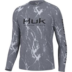 imageHUK Mens Pursuit Pattern Performance Long Sleeve ShirtKelp Wash  Volcanic Ash Heather
