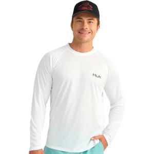imageHUK Mens Pursuit Patterned Crew Performance Fishing Long Sleeve ShirtHarbor Mist 20