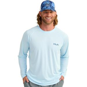 imageHUK Mens Pursuit Patterned Crew Performance Fishing Long Sleeve ShirtIce Water