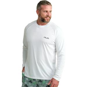 imageHUK Mens Pursuit Patterned Crew Performance Fishing Long Sleeve ShirtWhite