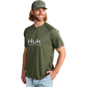 imageHUK Mens Pursuit Short Sleeve Performance Shirt  Sun ProtectionMoss