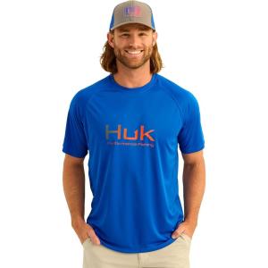 imageHUK Mens Pursuit Short Sleeve Performance Shirt  Sun ProtectionOcean Blue