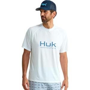 imageHUK Mens Pursuit Short Sleeve Performance Shirt  Sun ProtectionWhite 30