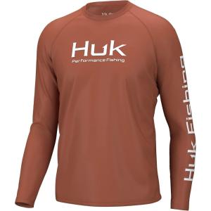 imageHUK Mens Pursuit Vented Long Sleeve 30 UPF Fishing ShirtBaked Clay
