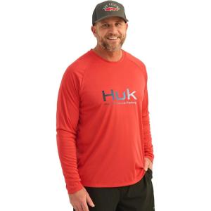 imageHUK Mens Pursuit Vented Long Sleeve 30 UPF Fishing ShirtChannel Marker