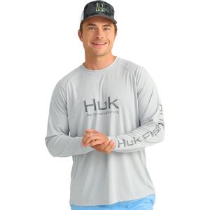 imageHUK Mens Pursuit Vented Long Sleeve 30 UPF Fishing ShirtHarbor Mist