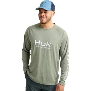 imageHUK Mens Pursuit Vented Long Sleeve 30 UPF Fishing ShirtHeather Moss