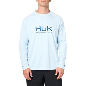 imageHUK Mens Pursuit Vented Long Sleeve 30 UPF Fishing ShirtIce Water