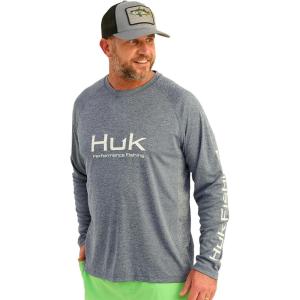 imageHUK Mens Pursuit Vented Long Sleeve 30 UPF Fishing ShirtNaval Academy Heather