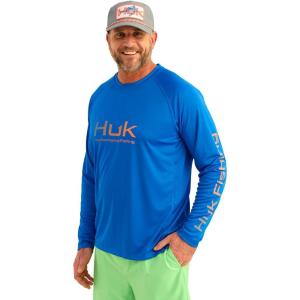 imageHUK Mens Pursuit Vented Long Sleeve 30 UPF Fishing ShirtOcean Blue