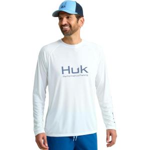 imageHUK Mens Pursuit Vented Long Sleeve 30 UPF Fishing ShirtWhite  New