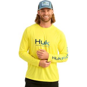 imageHUK Mens Pursuit Vented Long Sleeve 30 UPF Fishing ShirtYellowfin