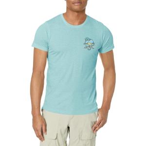 imageHUK Mens Short Sleeve Tee  Performance Fishing TShirtDolphin Aloha  Porcelian Blue Heather