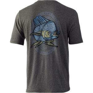 imageHUK Mens Short Sleeve Tee  Performance Fishing TShirtDolphin Aloha  Volcanic Ash Heather