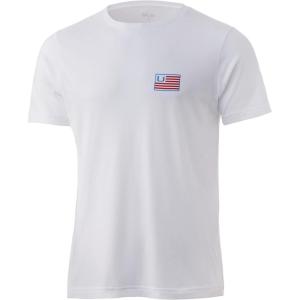 imageHUK Mens Short Sleeve Tee  Performance Fishing TShirtHuk and Bars  White