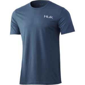 imageHUK Mens Short Sleeve Tee  Performance Fishing TShirtHukd Up Refraction  Silver Blue Heather