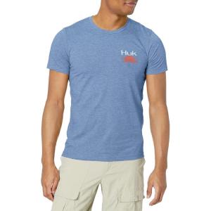 imageHUK Mens Short Sleeve Tee  Performance Fishing TShirtStriped Horizon  Titanium Heather