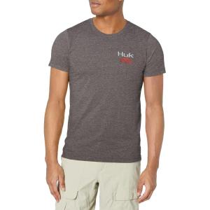 imageHUK Mens Short Sleeve Tee  Performance Fishing TShirtStriped Horizon  Volcanic Ash Heather